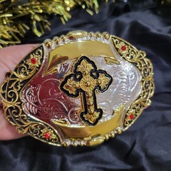 Cross Western belt Buckle Gold Silver red Religious Gift Item
