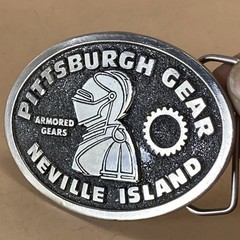 the great american buckle Co Pittsburgh Gear Neville Island Belt Buckle, 1977