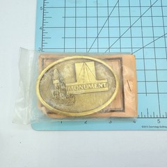 VINTAGE 1978 MONUMENT OIL CO FIELD TOWER SOLID BRASS BELT BUCKLE RARE