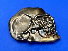 Bronze Tone Skull Head Creepy Halloween Vintage Belt Buckle
