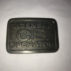 Vtg 1970&rsquo;s Licensed C B Operator Belt Buckle 3 1/4&Prime; x 2 3/8&Prime; CB Radio