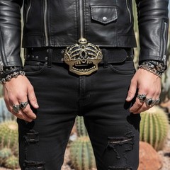 Men Women Antique Gold Metal Belt Buckle Skull Skeleton Sexy Bones Crown Jewelry
