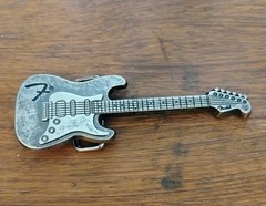 Fender Stratocaster Guitar Belt Buckle Gun Metal Grey 5&Prime;