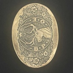 Vintage Award Design Medals Elk Deer Belt Buckle Solid Brass Tone