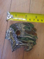 Limited Edition Vintage Indian Head Belt Buckle Brass and Enamel Fill – USA