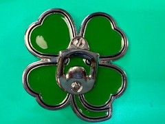 Lucky Four Leaf Clover Enameled Shamrock Large Belt Buckle with Bottle Opener