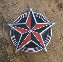 Nautical Star Belt Buckle Red & Black 2002 Great American Products Fine Pewter