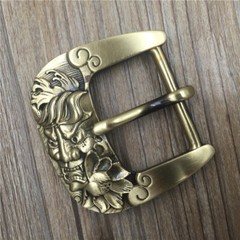 Solid Brass Men&rsquo;s Engraved Vintage Pin Buckle Belt Buckle Fits 1.5 Inch Belts；