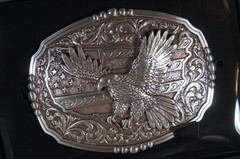 Nocona M&F Western Oval Rectangle Buckle American Flag Eagle 37944