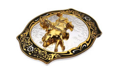 BULL RIDE RODEO ANIMAL ROUND RODEO COWBOY WESTERN SHINE BELT BUCKLE
