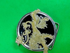 Game of Thrones Lannister House Roaring Lion Yellow Black Enameled Belt Buckle