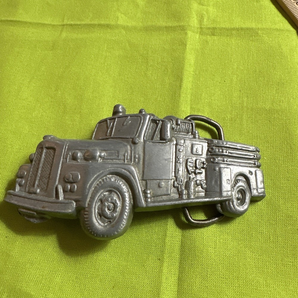 Vintage 1978 Baron Buckle Original Fire Truck Belt Buckle 4085