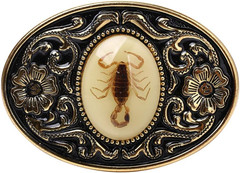 Belt Buckle for Men- Unique Luminous Stone Native American White 3D Scorpion Ani