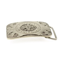 German silver belt buckle pre-Christian sun cross; Teutonic or Maltese Zgarda