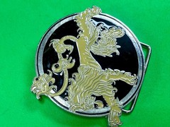 Game of Thrones Lannister House Roaring Lion Yellow Black Enameled Belt Buckle