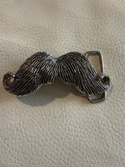 Buckle Rage Handlebar Mustache Novelty Belt Buckle Silver Tone Hipster Kitsched