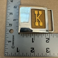 Vintage LEE Jeans Monogram Belt Buckle (70s) Cowboy/Western K ORANGE SPARKLE! K