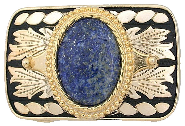 Gold Color Southwest 40×30 Oval Lapis Cabochon Gemstone Belt Buckle PBB22/32426