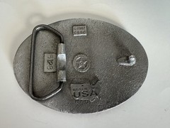 U.S. Marines Belt Buckle Pewter & Red Enamel Vintage United States Marine Corps