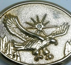 Vintage Belt Buckle Gold Tone Soaring Eagle and Star Burst