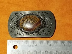 Metal Belt Buckle , Polished Stone