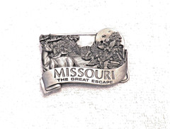VINTAGE BELT BUCKLE MISSOURI « THE GREAT ESCAPE » 1984 BERGAMOT BRASS WORKS BB12