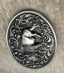 Silver Buffalo Belt Buckle Southwestern Cowboy Style Fits 1.5 Inch Belt