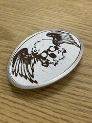Skull With Wings Oval Belt Buckle