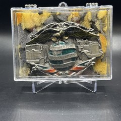 1988 Bergamot Brass Works I&rsquo;m Proud to be an American Trucker Belt Buckle USA