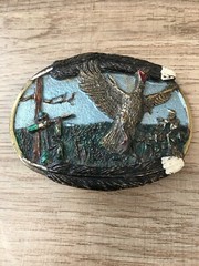 Vtg 1987 Duck Hunting Belt Buckle Made In The USA Great American Buckle Company