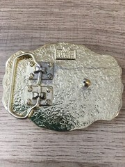 « W » Made in the USA Eagle Gold Silver Copper Tone Belt Buckle 3.5 x 2.75