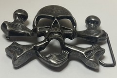 Skull Crossbones Pirate Metal Western Belt Buckle Vintage 1.5” Gothic Metal Head