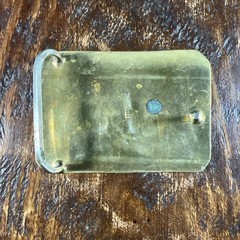 VTG Native / SW Pueblo Design Brass Belt Buckle Turquoise & Abalone Chip Inlay