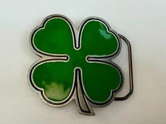 Lucky Four Leaf Clover Fine Pewter 2001 Great American Products Belt Buckle