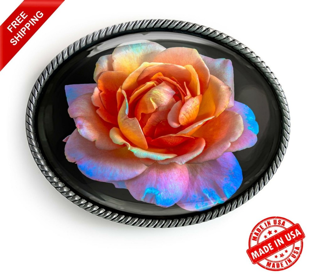 Rose Belt Buckle – Pink Flower Petals Photography Handmade Buckle -759