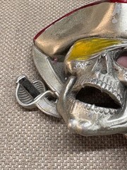 Pirate Skull Skeleton and Swords Belt Buckle 1997 Solid Fine Pewter colorful 4&Prime;