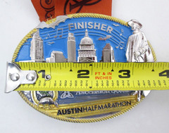 2019 Austin Half Marathon Belt Buckle w Lanyard Ribbon Running Texas Finisher