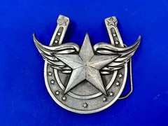 Lucky Star In Horseshoe Vintage 2004 Cutout Great American Products Belt Buckle