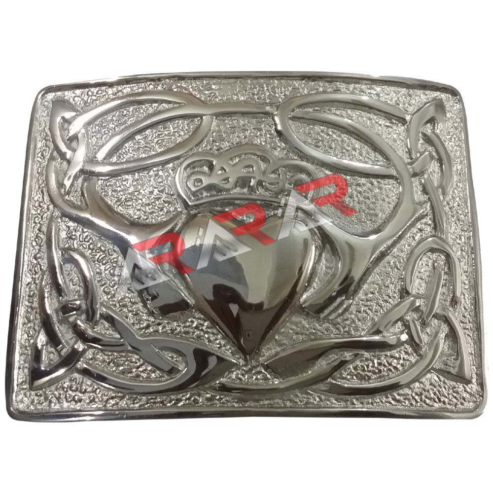Scottish Kilt Belt Buckle Highland Claddagh Pattern Buckles Chrome Finish AAR