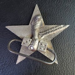 Monster Belt Buckles 2000 Mobtown Chicago Nautical Star Black Silver Pewter Tone