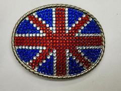 British Union Jack England British Flag Red Blue White Rhinestone Belt Buckle