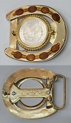 Silver Dollar Coins Set in Western Belt Buckles