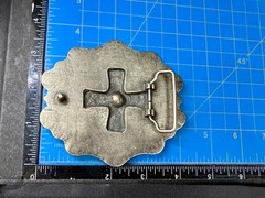 Iron Cross with Rhinestone Religious Gothic Punk Black Silver Color Belt Buckle