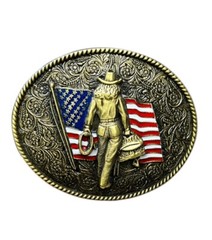 American Flag Belt Buckle for Cowgirl Cowboy Western Rodeo Wear Bronze Color NEW