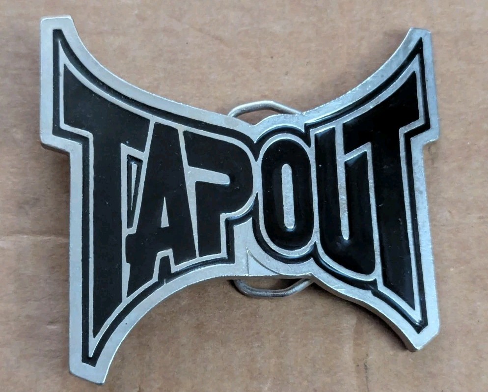 Vintage TAPOUT Tapout Belt Buckle Black MMA Mixed Martial Arts Y2K