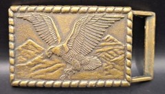 Vintage 1970s Harley Davidson HD Motorcycle Eagle Spread Wings Brass Belt Buckle
