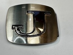 Custom Initial Letter J Silver Tone Outlined Reflective Men Women Belt Buckle