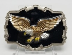 VTG 1983 The Great American Buckle Co ENAMEL EAGLE QD1243 Belt Buckle 3 3/4&Prime; USA