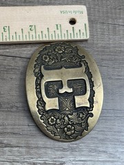 Vintage 1970&rsquo;s Belt Buckle Award Design Medals Letter E Logo Solid Brass