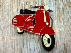 Red & Black White Vespa Classic Scooter Motorcycle Design NOS Belt Buckle